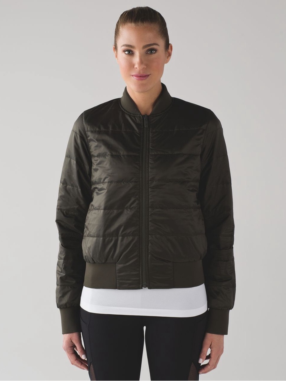Lululemon Non-Stop Bomber (Reversible) Lightweight Puffer Jacket Dark Olive 10